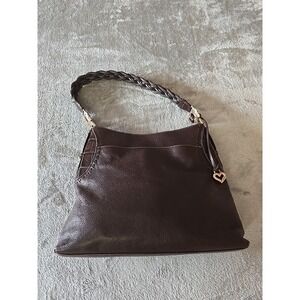 Brighton Dark Brown Pebbled Leather‎ Braided Strap Shoulder Bag